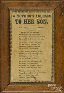 Appraisal: Printed poem by A Anderson A Mother's Address to her