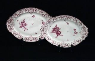 Appraisal: LARGE KPM PORCELAIN PLATTERS WHITE GROUND AND LAVENDER GRADUATING PLATTERS