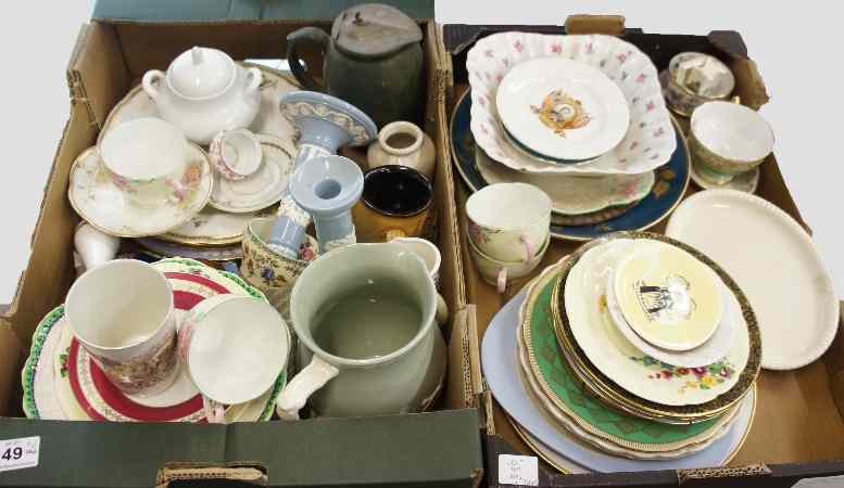 Appraisal: A collection of Two Trays of Various Pottery to include