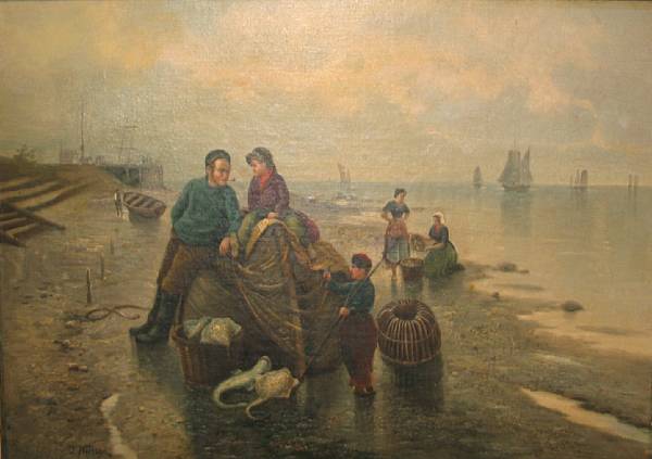 Appraisal: J Nielsen th century A Fisherman with his Family at