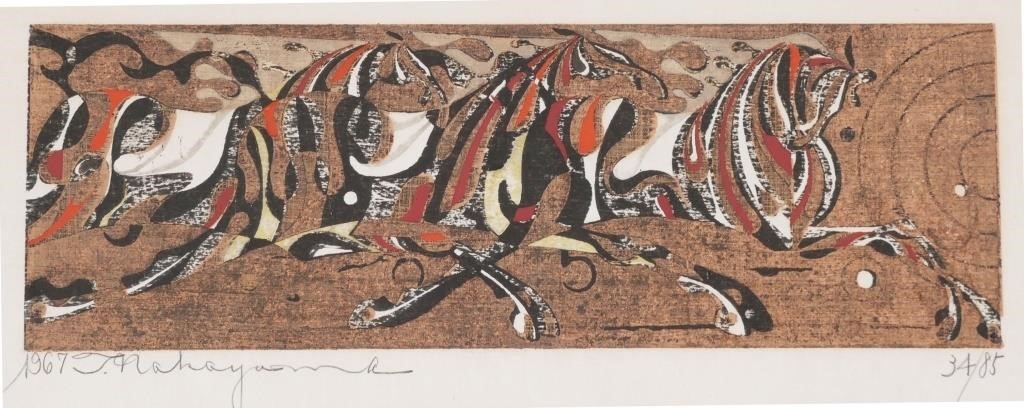 Appraisal: Takashi Nakayama Japan - woodblock print half oban yoko-e Running