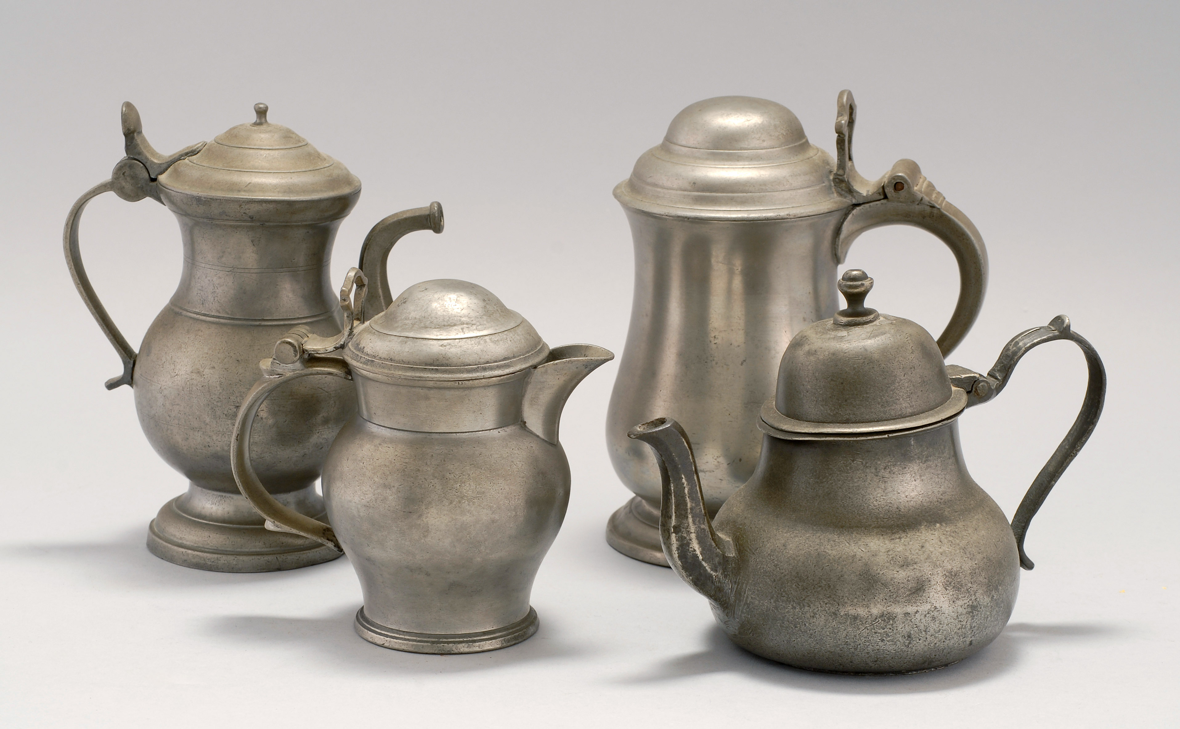 Appraisal: FOUR SELECT PEWTER ITEMS th to Early th CenturyIncludes a