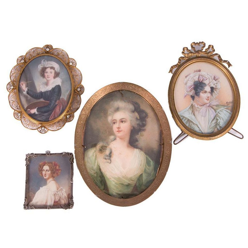 Appraisal: Four Miniature Portraits of Women European Four Miniature portraits of