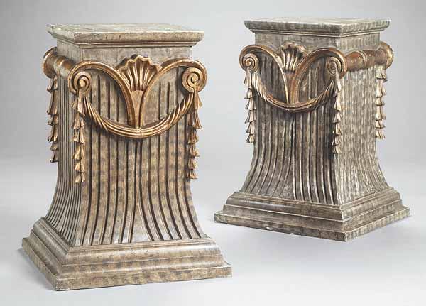 Appraisal: A Pair of Neo-Classical Gilt Carved and Faux Marble Pedestals