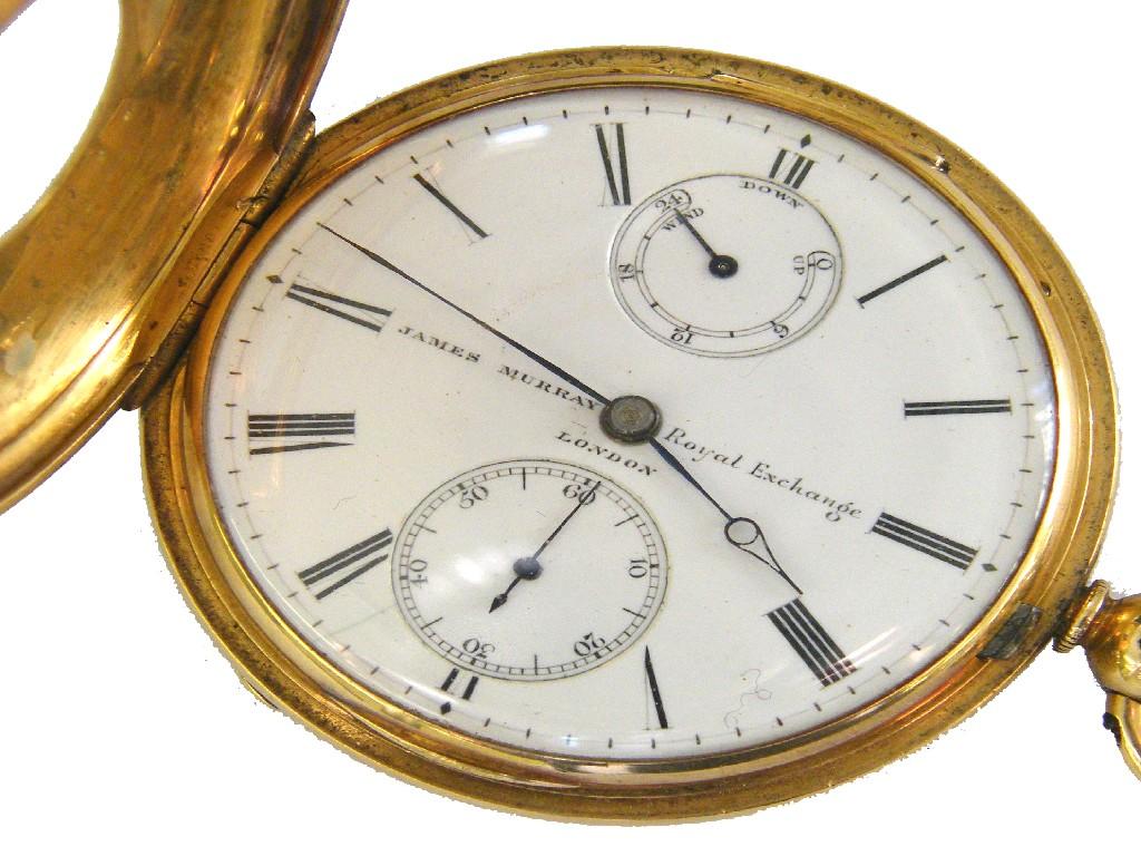 Appraisal: Swiss lever gold plated hunter pocket watch in a clean