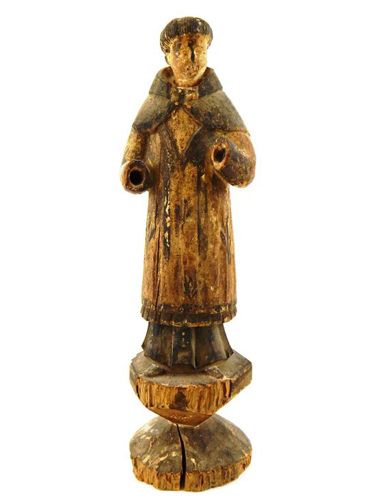 Appraisal: th th C Continental santos standing monk on barbell shaped