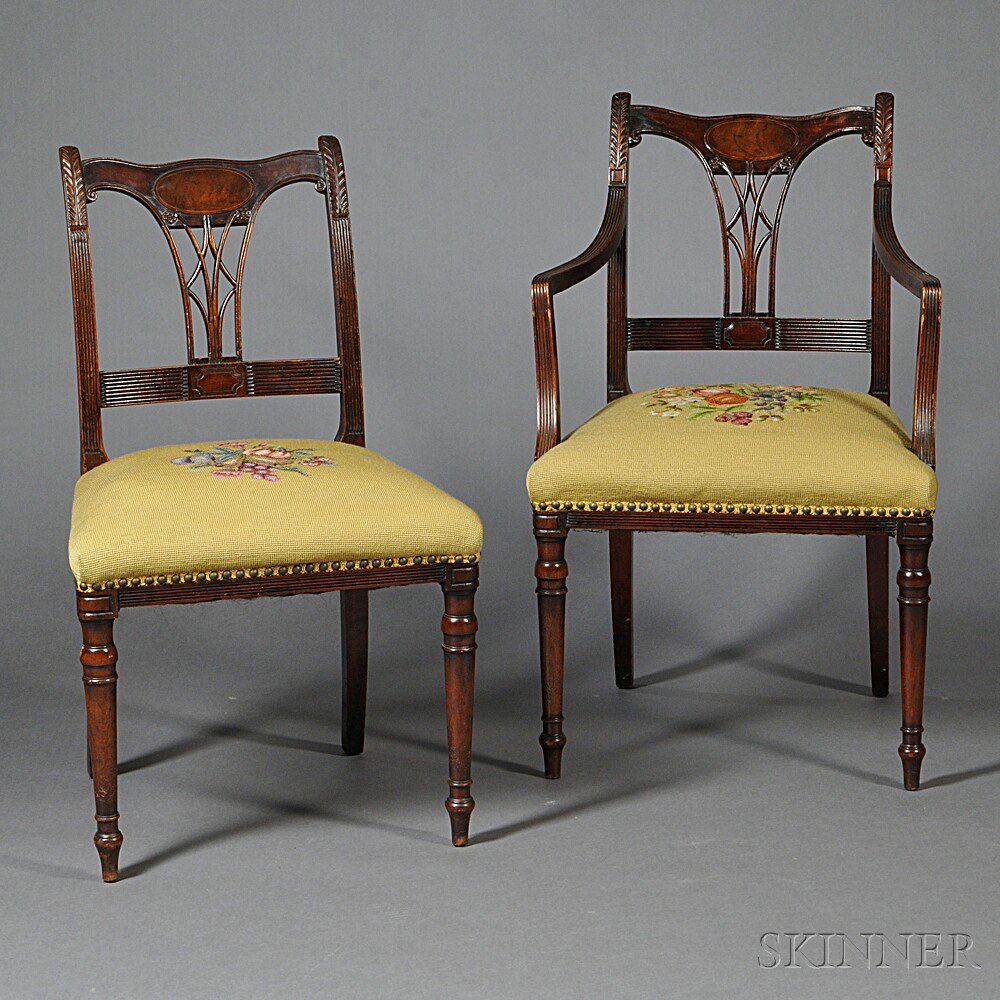 Appraisal: Eight Regency Mahogany Dining Chairs c two armchairs and six