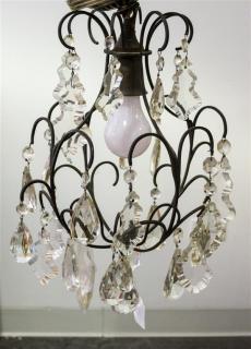 Appraisal: A Metal and Glass Tole Chandelier Diameter inches A Metal