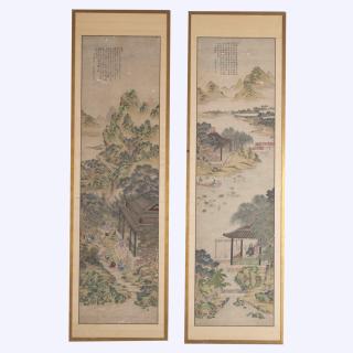 Appraisal: Chinese School pair scroll paintings Chinese School pair scroll paintings