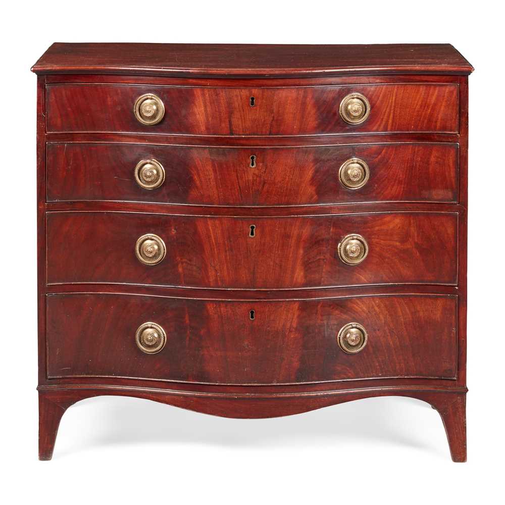 Appraisal: REGENCY MAHOGANY SERPENTINE CHEST OF DRAWERS EARLY TH CENTURY with