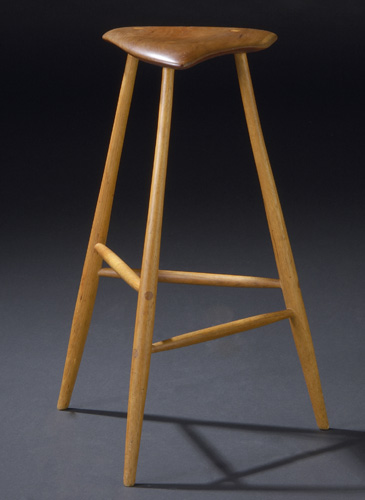 Appraisal: WHARTON ESHERICK Sculpted cherry and walnut stool Signed W E