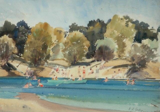 Appraisal: H R Gallop - Bathing watercolour signed 'H R Gallop'