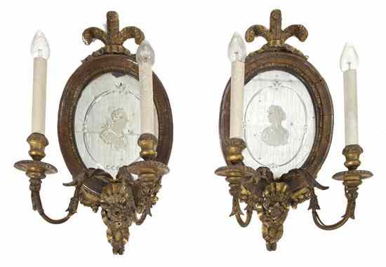 Appraisal: A Pair of Georgian Giltwood Wall Appliques each having a