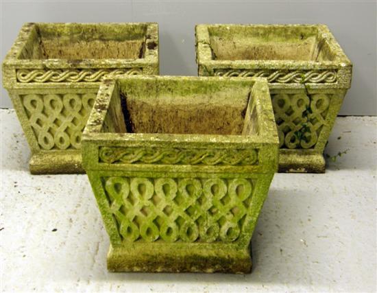 Appraisal: Set of three th century composite square planters h w