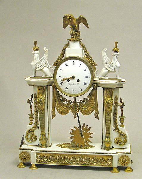 Appraisal: An Empire style gilt bronze mounted bisque porcelain clock early