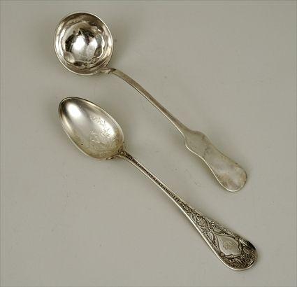 Appraisal: Whiting Sterling Silver Spoon Monogrammed Together with an Austrian silver