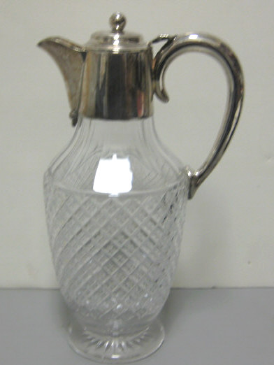 Appraisal: HENRY WILKINSON SHEFFIELD English silver mounted cut glass ewer Height