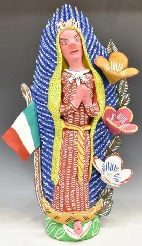 Appraisal: Mexican Folk Art painted pottery figure La Virgen de Guadalupe