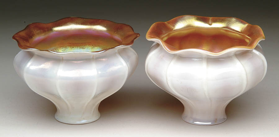 Appraisal: TWO AMERICAN ART GLASS SHADES Two American art glass shades