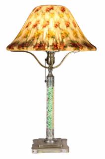 Appraisal: Pairpoint table lamp the reverse Tivoli shade accented with floral