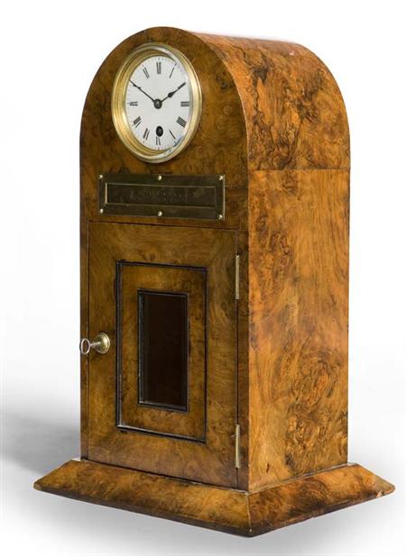 Appraisal: A Victorian walnut letter box timepiece circa the domed case