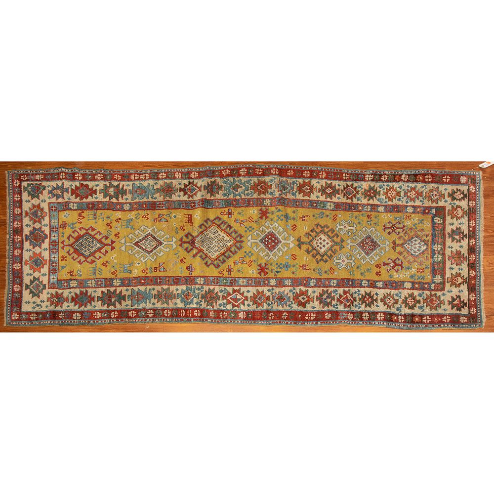 Appraisal: Antique Kazak Runner Caucasus x First quarter- th century hand-knotted