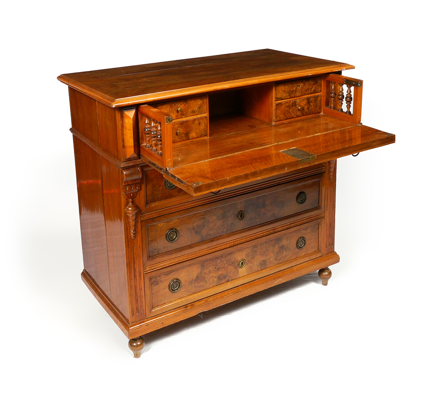 Appraisal: BURL WOOD BUTLERS DESK Top with bookmatch veneer trim burl