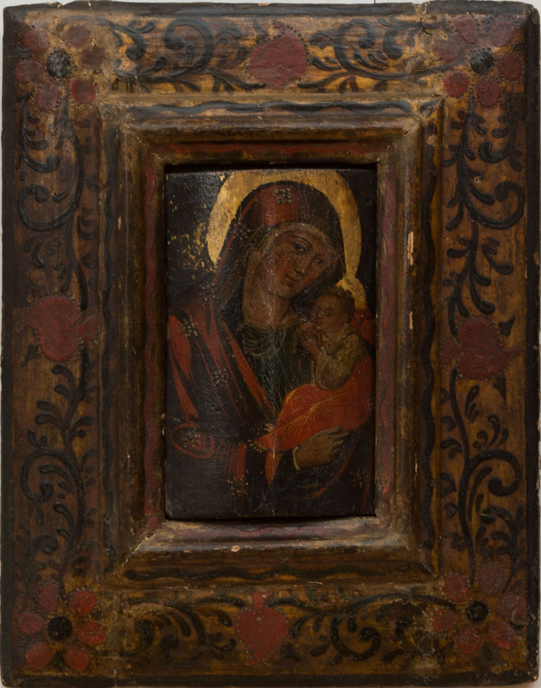 Appraisal: ITALIAN SCHOOL MADONNA AND CHILD Oil on panel with gold