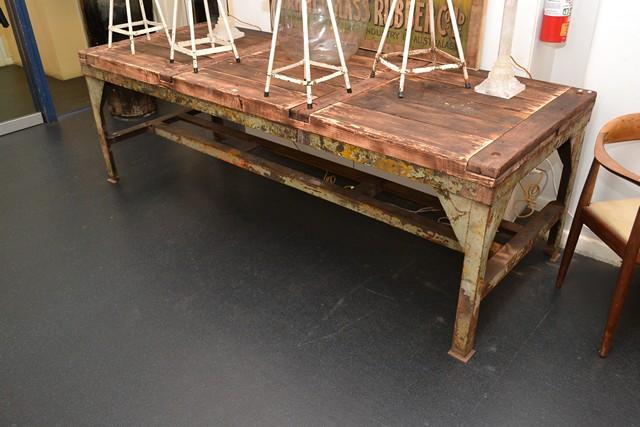 Appraisal: A HEAVY DUTY INDUSTRIAL WORK BENCH TABLE FROM ARMY BASE