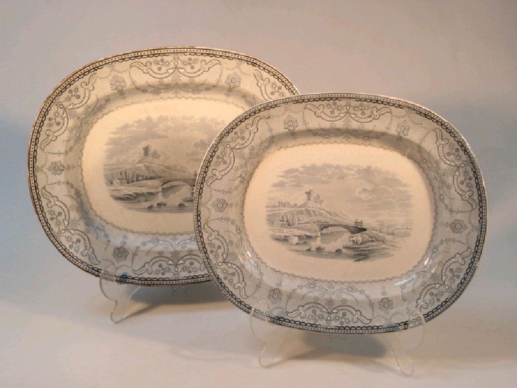 Appraisal: Two Copeland Victorian meat plates with transfer landscape decoration within