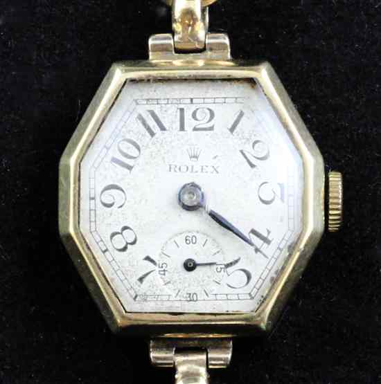 Appraisal: A lady's 's ct gold Rolex wrist watch with octagonal