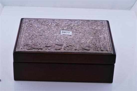 Appraisal: A WOOD AND SILVER PLATED JEWELLERY BOX WITH FITTED TRAY