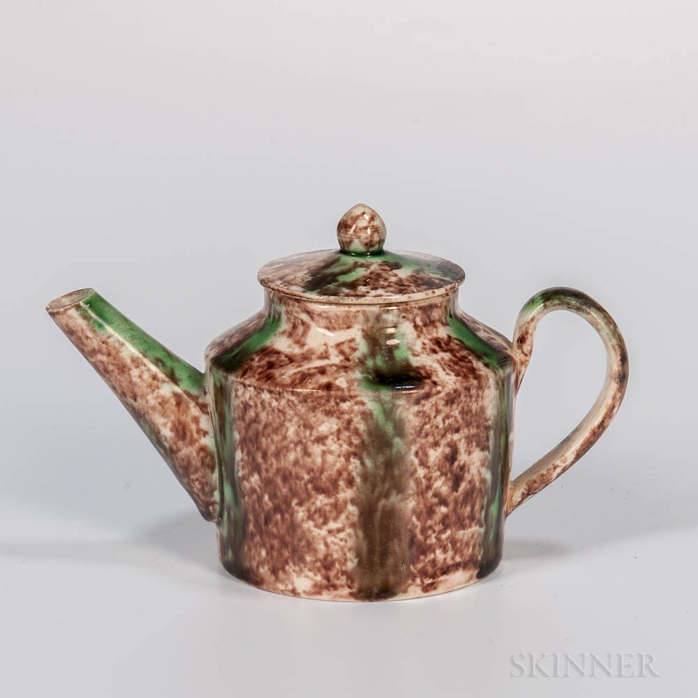 Appraisal: Staffordshire Lead-glazed Creamware Teapot and Cover Staffordshire Lead-glazed Creamware Teapot