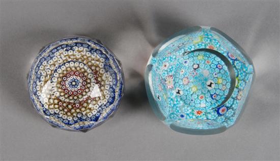 Appraisal: A Collection of Two Faceted Paperweights Diameter of largest inches