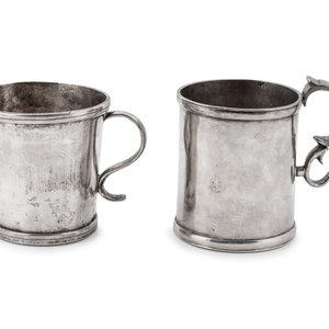 Appraisal: A Pair of th C Peruvian Silver Cups each unmarked