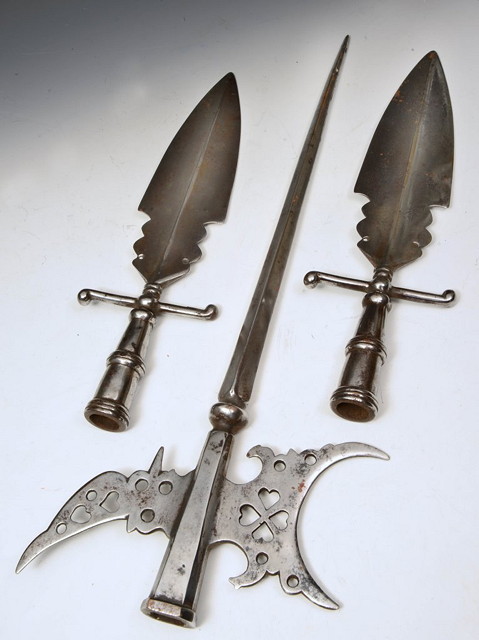 Appraisal: AN ANTIQUE HALBERD and two spontoons