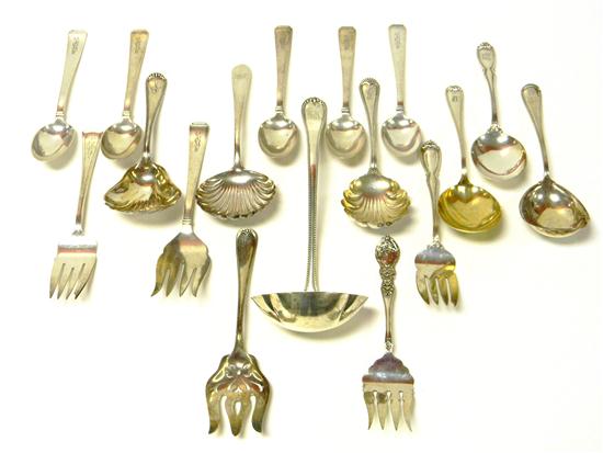 Appraisal: SILVER Seventeen large sterling and Continental silver flatware serving pieces