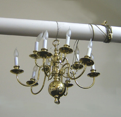 Appraisal: Contemporary brass chandelier th c together with two wall sconces