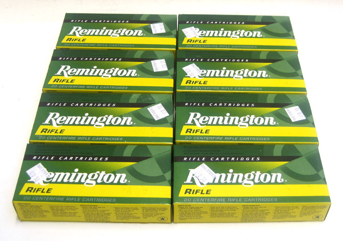 Appraisal: EIGHT BOXES OF RIFLE REMINGTON AMMUNITION caliber grain PSP bullet