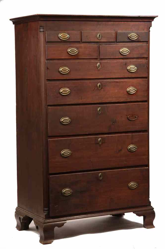 Appraisal: CHIPPENDALE TALL CHEST - New England Colonial Chippendale Tall Chest