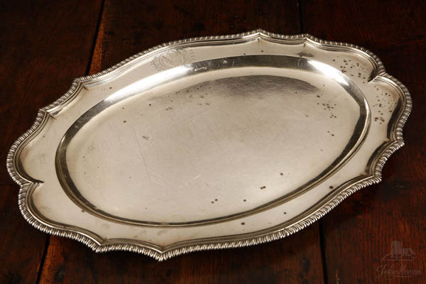 Appraisal: A George III sterling silver oval platter tray A George