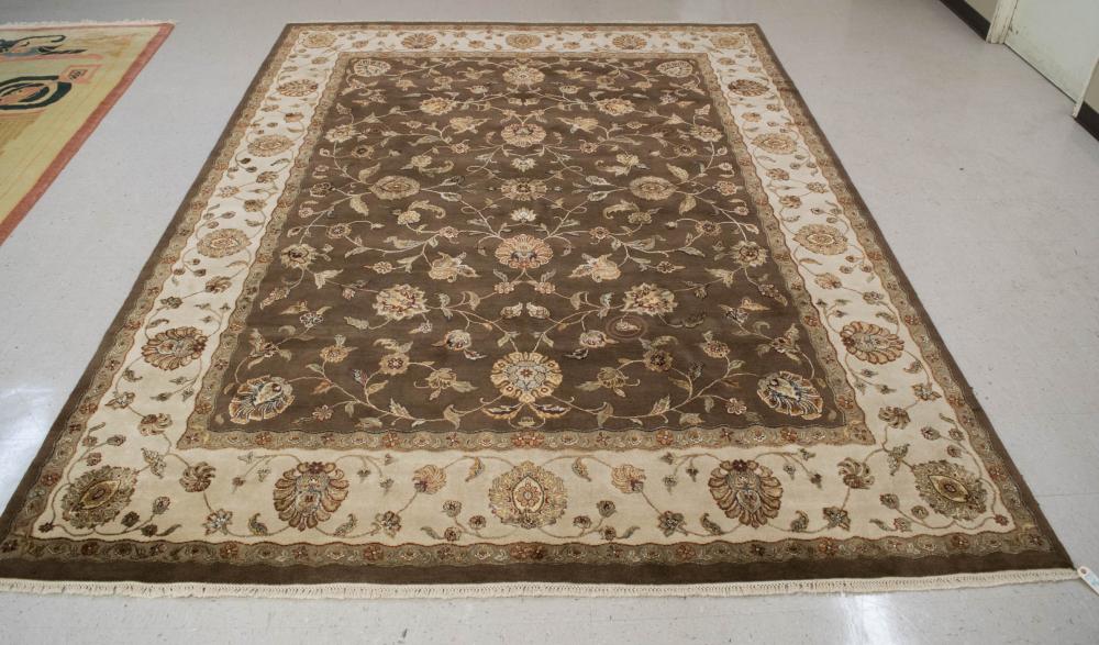 Appraisal: FINE HAND KNOTTED ORIENTAL SILK WOOL CARPET Indo-Persian overall floral