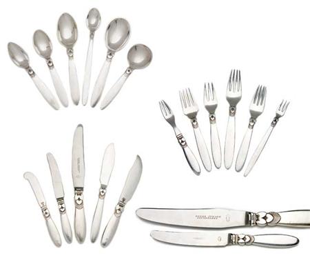 Appraisal: Assembled Georg Jensen Sterling Silver Flatware Service Estimate -