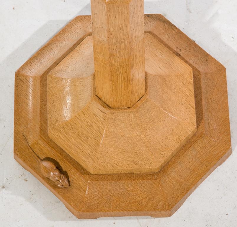 Appraisal: ROBERT MOUSEMAN THOMPSON OAK STANDARD LAMP c of characteristic form