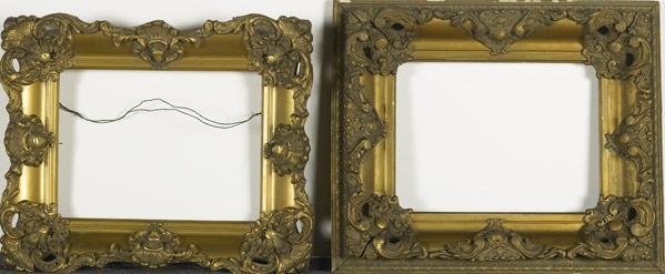 Appraisal: TWO GESSO AND WOOD GILT FRAMES x largest one is