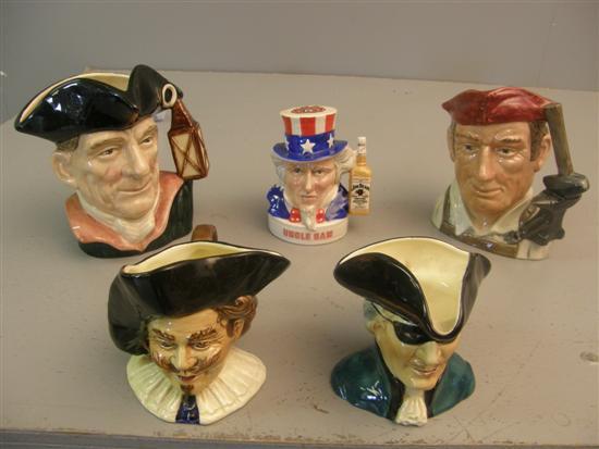 Appraisal: Three Royal Doulton character jugs and two others The Night