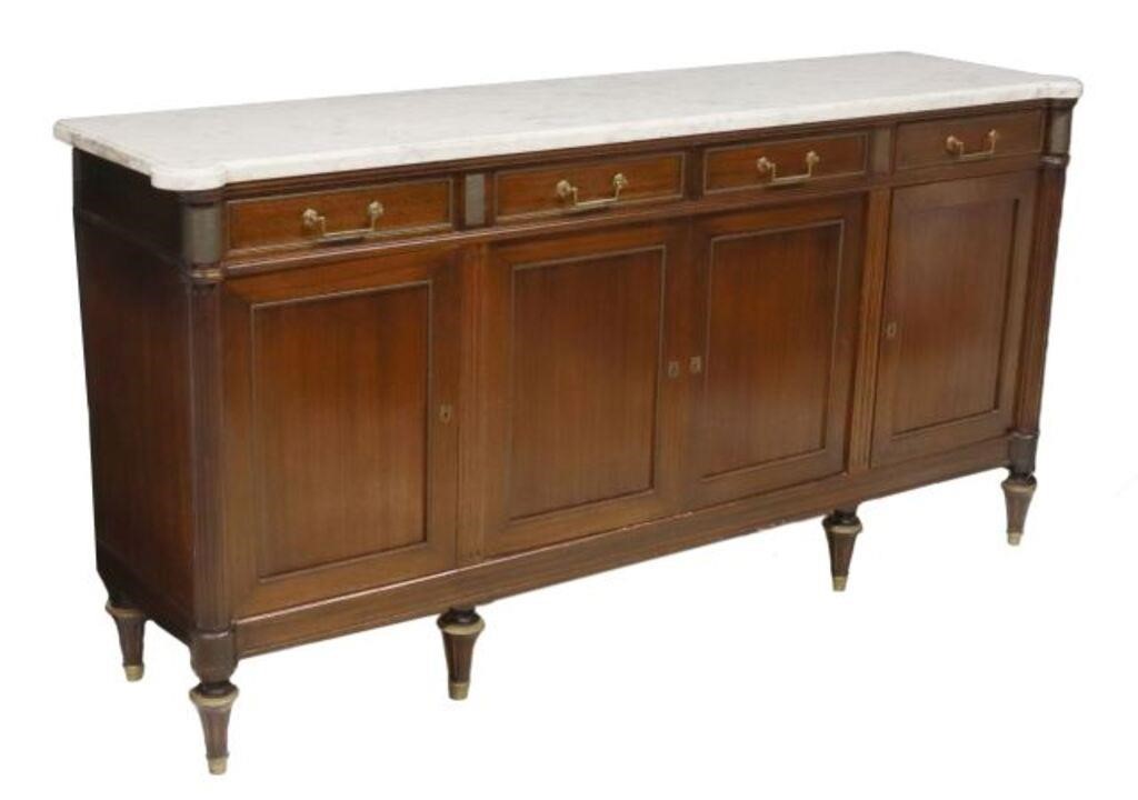 Appraisal: French Louis XVI style mahogany sideboard th c having marble