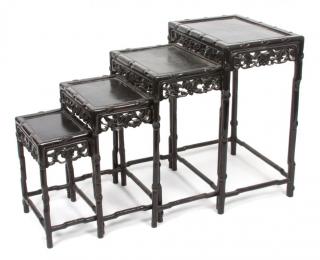 Appraisal: A Set of Four Asian Hardwood Nesting Tables Height of