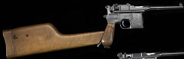 Appraisal: A post-war commercial Mauser self-loading pistol with wood shoulder stock