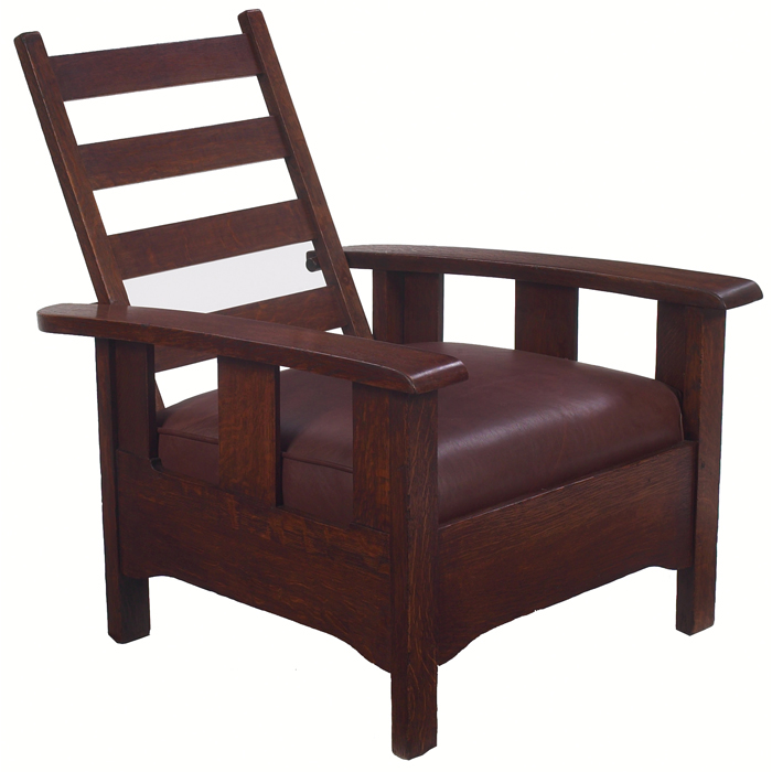 Appraisal: Unusual Stickley Brothers Morris chair attribution similar to subtle bow-arm